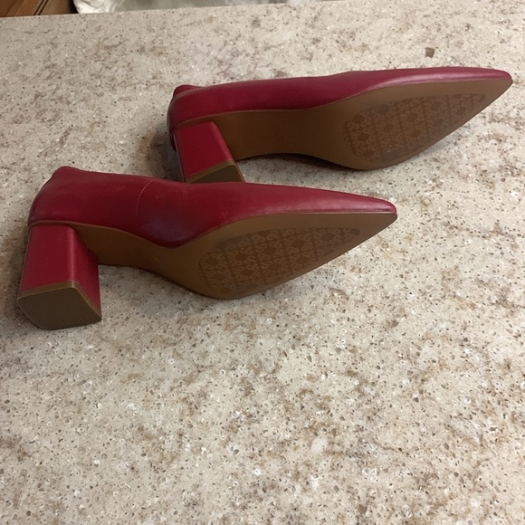 NWOT Paolo Red Leather Block Heel Pumps Size 8 - Picture 5 of 6